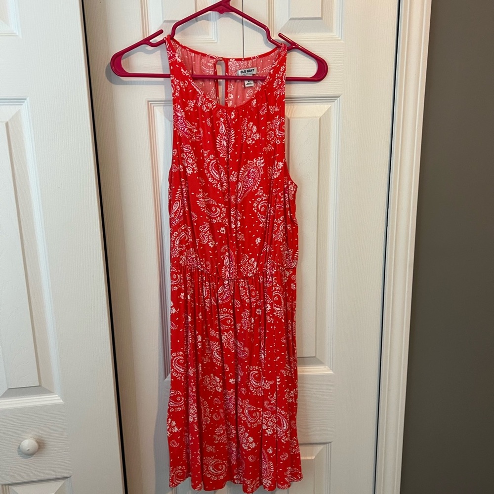 Old Navy Womens Dress M Orange Paisley Sleeveless